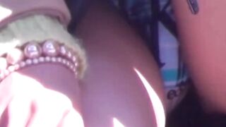 Secret lens locks on Japanese thighs and silky undies