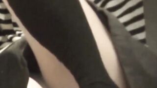 Secret lens locks on Japanese thighs and silky undies