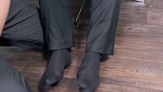 JB Iceman suited commands Thom as personal foot servant