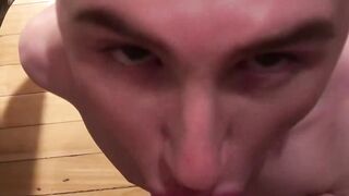 Twink Jackson McQueens small mouth handles blowing fat long cock