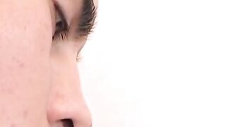 Bottom Latino twink bred after sucking two thick cocks