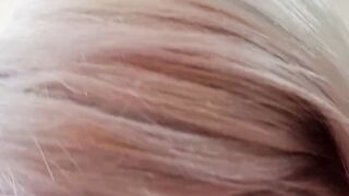 Blonde in Red Lips Sucks and Cleans a Filthy Veined Cock