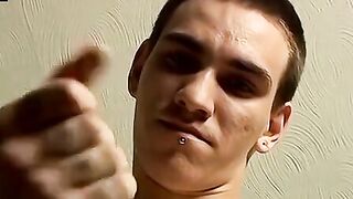 Young straight bad boy strokes his big dick hard