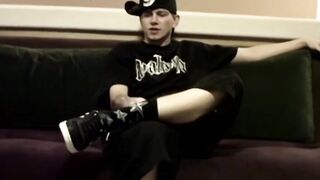 Straight Ian Madrox shows off feet then jerks a solo cumshot