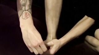 Straight Ian Madrox shows off feet then jerks a solo cumshot