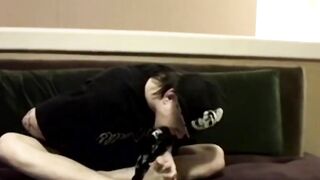 Straight Ian Madrox shows off feet then jerks a solo cumshot