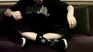 Straight Ian Madrox shows off feet then jerks a solo cumshot