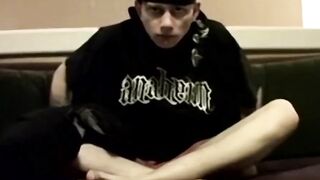 Straight Ian Madrox shows off feet then jerks a solo cumshot