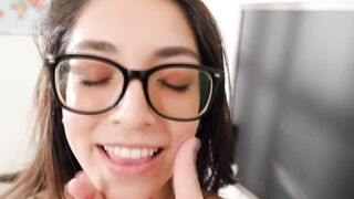 Petite small tits teen sucking and deepthroating older men
