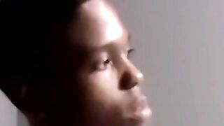 Black jock drained by two mature homos throat skills