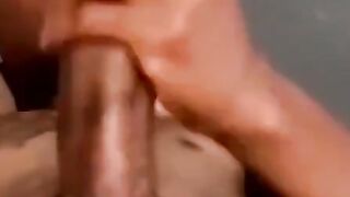 Black jock drained by two mature homos throat skills