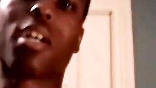 Black jock drained by two mature homos throat skills