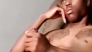 Black jock drained by two mature homos throat skills