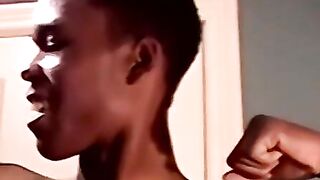 Black jock drained by two mature homos throat skills