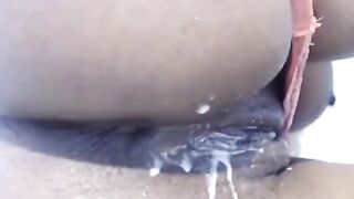 Slim Ebony Girl Anal Masturbation on Webcam