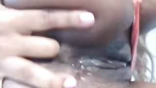 Slim Ebony Girl Anal Masturbation on Webcam