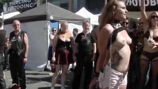 Payton Bell Bound and Zippered at Folsom Street Fair Public Gangbang and Intense BDSM