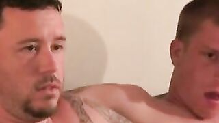 Older guy sucks his buddy off then jizzes all over him