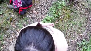 Mountain Blowjob with a Kinky Brunette