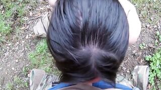 Mountain Blowjob with a Kinky Brunette