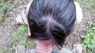 Mountain Blowjob with a Kinky Brunette