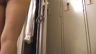 Japanese girl drained from job so she teases her eager slit