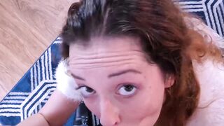 Stunning brunette surprises my cock with her wet cocksucking skills