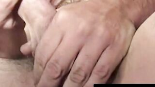 Bearded mature man has intense solo jerk session