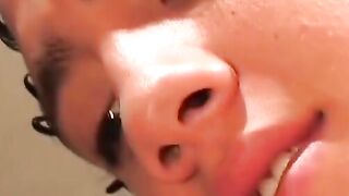 Bound Latino twink bred and facialized by two dominant tops