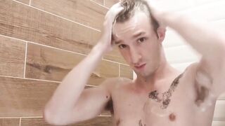 MilitaryHunk.com - Army jock JV Marx strokes his big cock while enjoying solo shower