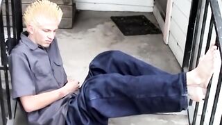 Ian Madrox teases with his feet in this steamy outdoor scene