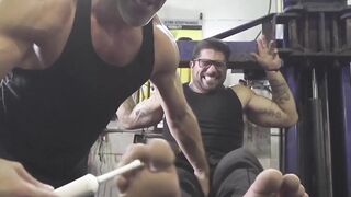 Bound tattooed slave destroyed by the ripped masterâs