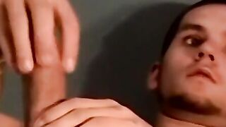 Amateurs shower then prep for jerkoff and blowjob fest