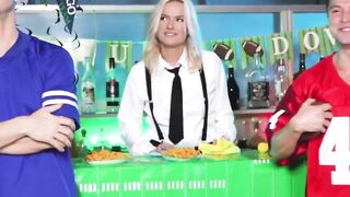 Barmaids holes getting freeused by two guests in a threeway
