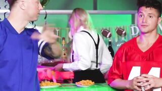 Barmaids holes getting freeused by two guests in a threeway
