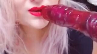 Big-Titted BBW Plays with Dildo on Webcam
