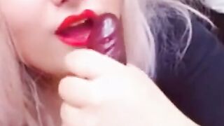 Big-Titted BBW Plays with Dildo on Webcam