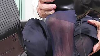 Classy gent flaunts suckable businessman feet