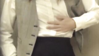 Tense worker fingers her tender slit before the secret lens
