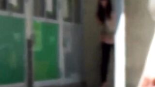 Babe feels embarrassed after getting caught peeing outside