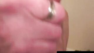 Bald amateur strokes his dick until rock hard