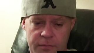 Bald amateur strokes his dick until rock hard