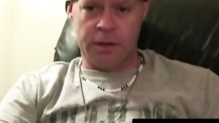 Bald amateur strokes his dick until rock hard