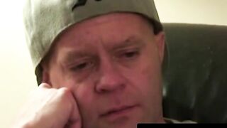 Bald amateur strokes his dick until rock hard