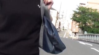 Naughty Japanese teens drench their panties in public pee challenge