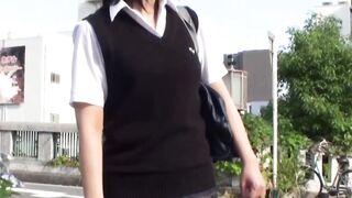 Naughty Japanese teens drench their panties in public pee challenge