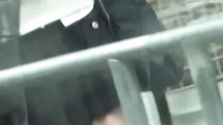 Rain didnt stop this Asian cutie from fingering her twat outdoors