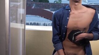Amateur Fabrice strokes and unleashes huge cum load