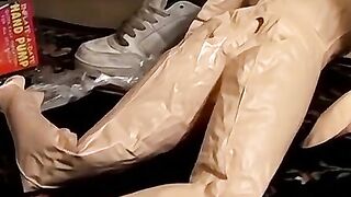 Deviant straight amateurs jack off and fuck doll