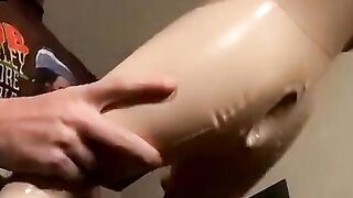 Deviant straight amateurs jack off and fuck doll